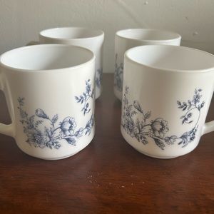 (4) Arc-opal France Glenwood Blue Mugs Vintage